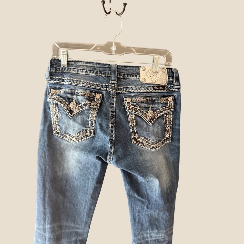 Miss Me Y2k Low Rise Bootcut Jeans Blue Embellished Rhinestone Size 29